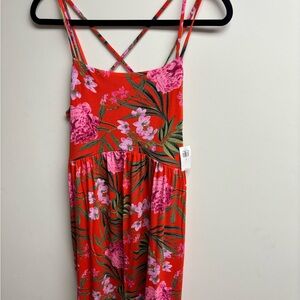Old Navy Women's Red and Pink Floral Dress